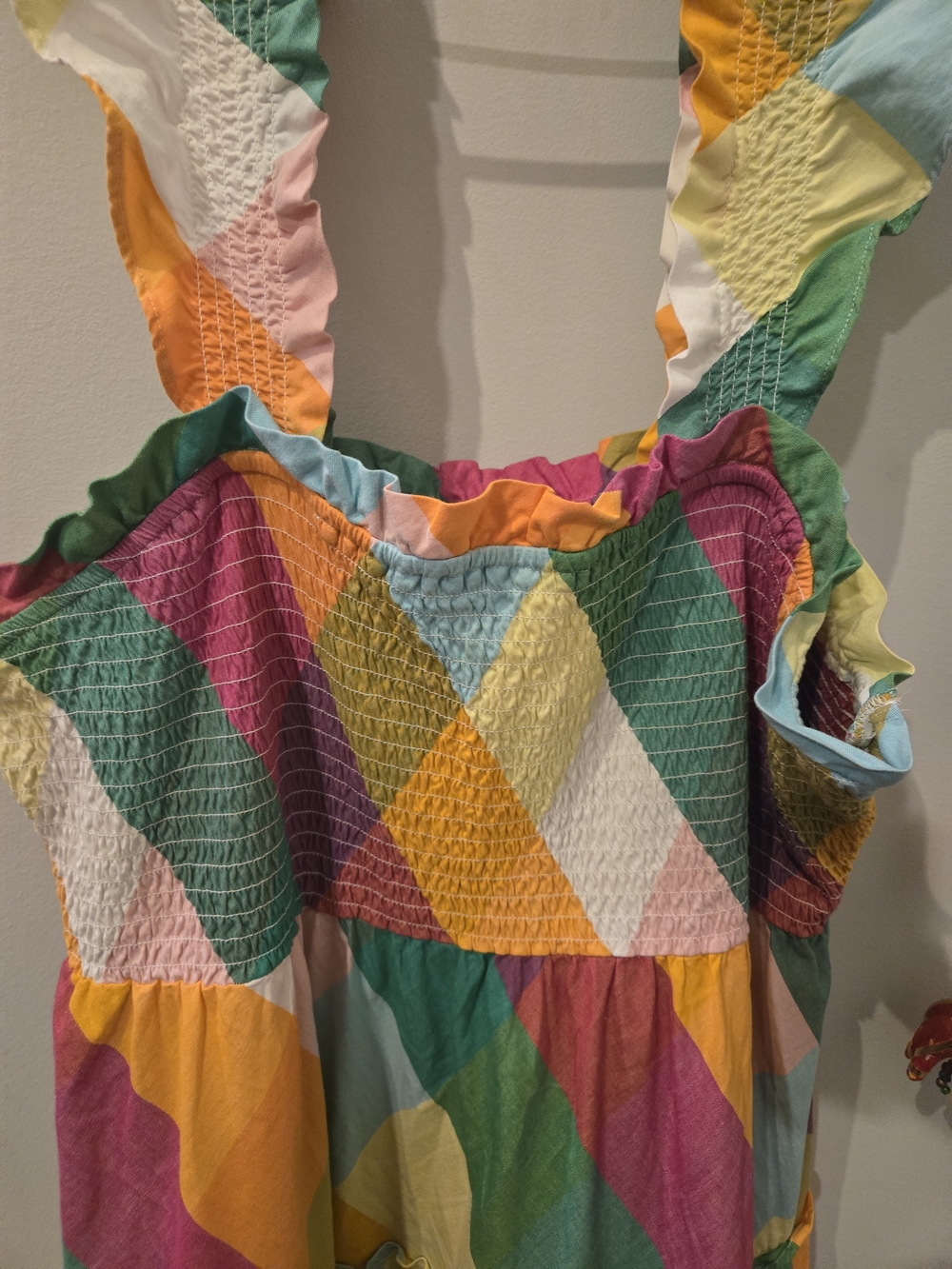 crown & ivy Multicolor Diamond-Print Sundress with Smocked Bodice - Picture 2 of 10